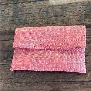 Elegant Pink Croc-Embossed Clutch